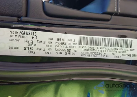 2015 Jeep Grand Cherokee Limited z USA, uszkodzony, nr VIN 1C4RJFBG5FC151943